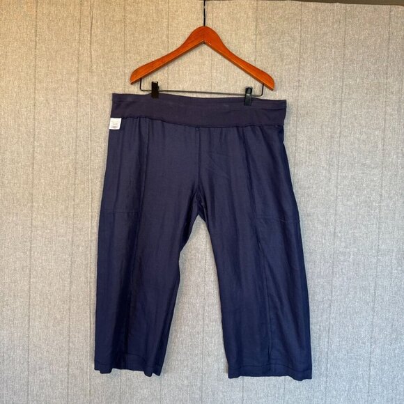 Eileen Fisher 100% Organic Linen Drawstring Waistband Wide Crop Leg Pant Size XL - Picture 4 of 8